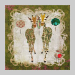 Golden Giraffes Olive Twilight Canvas canvas prints