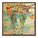 Golden Giraffes Rose Garden Canvas Gallery Wrapped Canvas
