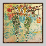 Golden Giraffes Rose Garden Canvas canvas prints