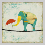 Golden Graceful Elephant  Art Poster posters