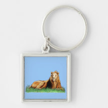 golden lion animal keychain