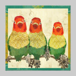 Golden Love Birds  Vintage  Canvas canvas prints