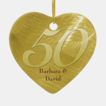 Golden Metal-Look Anniversary Ornament