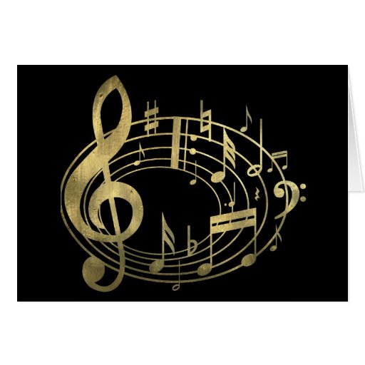 Golden musical notes in oval shape card