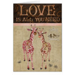 Golden Pink Giraffes Love Greeting Card