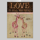Golden Pink Giraffes Love Greeting Card cards