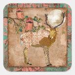 Golden Pink Gypsy Owls & Ornate Buck Sticker