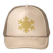 Golden Plaid Snowflake Trucker Hats