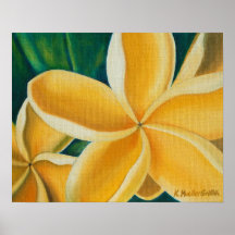 Golden Plumerias Art Poster Print
