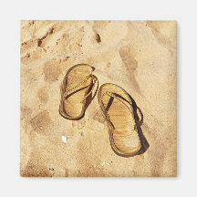 golden slippers on the beach refrigerator magnets