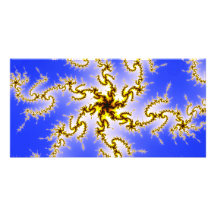 Golden Swirl on Blue - fractal design Photo Card Template