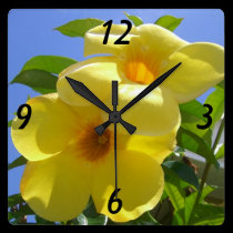 Golden Trumpet Flowers Wall Clock wall clocks