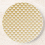 Golden Yellow Carbon Fibre Patterned Beverage Coasters