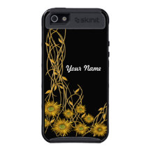 Golden Yellow Grunge Flower and Vine