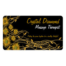 Golden Yellow Grunge Flower & Vine Business Card Template
