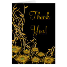 Golden Yellow Grunge Flower & Vine Card
