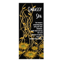 Golden Yellow Grunge Flower & Vine Customised Rack Card