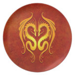 Golden Yellow Tribal Dragons Dinner Plates