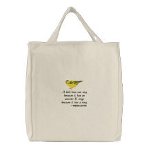 Goldfinch Embroidered on Tote Bag