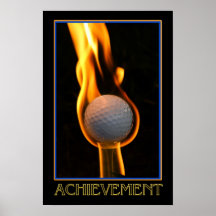 Golf Ball Achievement On Fire Poster