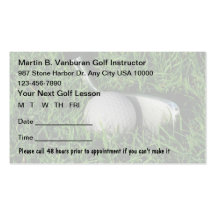 Golf Instructor Appointment Cards Business Card Templates