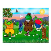 Golfing Frogs - Tournament Post Card