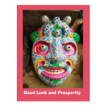 Good Luck and Prosperity, Festival mask Postcard