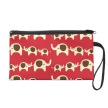 Good luck elephants cute animal nature red pattern wristlet clutch