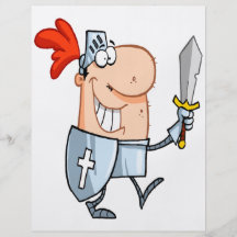 goofy knight in shining armour with sword cartoon full colour flyer