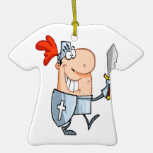 goofy knight in shining armour with sword cartoon christmas ornaments