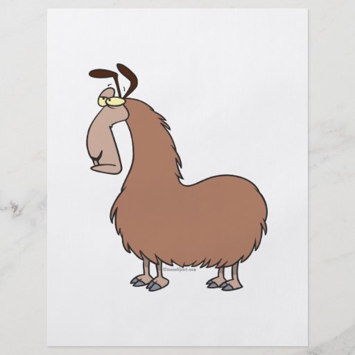 goofy llama cartoon flyer design
