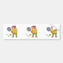 goofy tennis player cartoon graphic bumper sticker