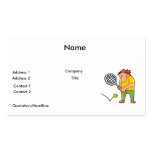 goofy tennis player cartoon graphic business cards
