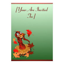 Goofy Thanksgiving turkey.  Happy Holidays.  in... Personalized Invitations