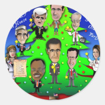 GOP Christmas Tree Round Sticker