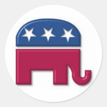 GOP Elephant Round Sticker
