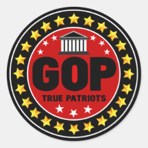 GOP True Patriots Round Stickers
