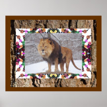 GORGEOUS LION WINTER COLLAGE PRINT