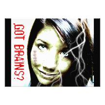 Got Brains? Cute Zombie Girl Teenager Personalized Announcement