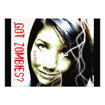 Got Zombies? Zombie Movie Night Invite Zombie Girl