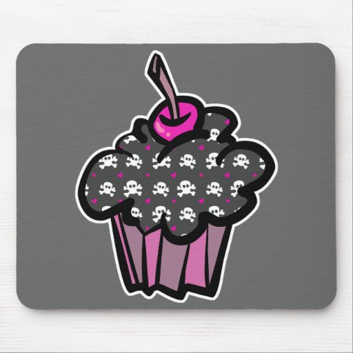 goth skull crossbones cupcake mouse mat