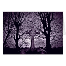Gothic celtic cross tombstone purple version greeting cards