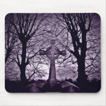 Gothic celtic cross tombstone purple version mousepad