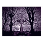 Gothic celtic cross tombstone purple version postcards