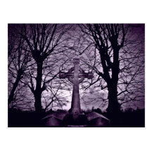 Gothic celtic cross tombstone purple version postcards