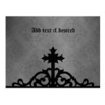 Gothic cemetery gate cross postcards