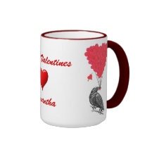 Gothic crow & love heart Valentines Mug