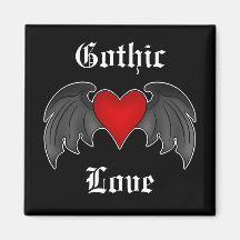 Gothic dark red winged heart Love Magnet