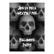 Gothic evil fanged skull Halloween horror party Custom Invitation