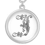 Gothic Letter I or J Necklace